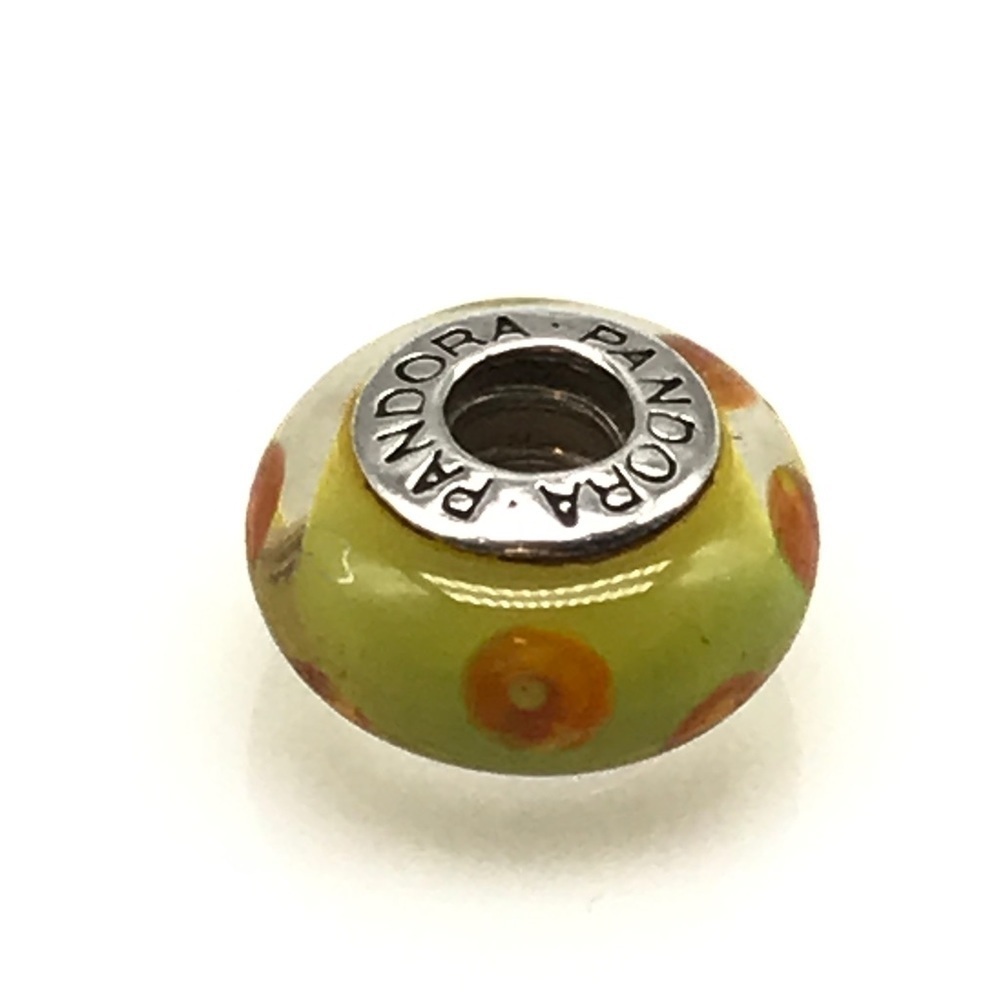 Pandora Yellow Orange Murano Glass Charm